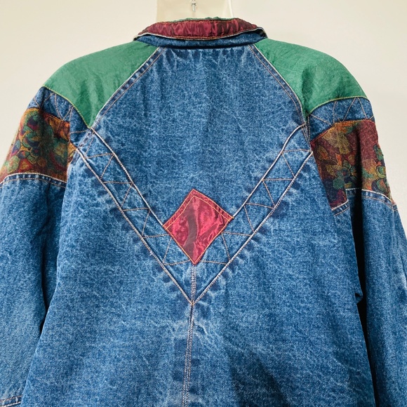 Vintage Current Seen Denim Jean Jacket Tapestry M - Picture 5 of 8